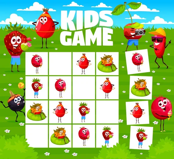 Jogo infantil sudoku, doces de desenho animado, personagens de