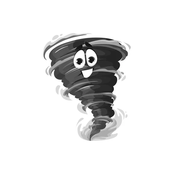 Cartoon Lächelnden Tornado Wirbel Charakter Lustige Vektor Sturm Wirbel Persönlichkeit — Stockvektor