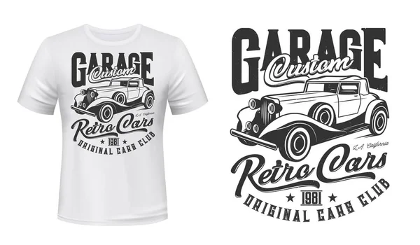 Retro Cars Club Garage Shirt Vector Print Luxury Retro Coupe — Stock Vector