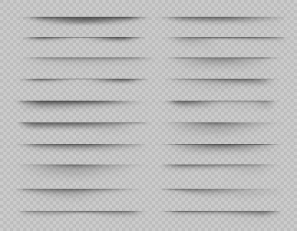 真实感叠加透明阴影效果 框架或纸线阴影 矢量网页边缘 用于网站分割背景的白纸或黑纸边缘阴影效果和线性阴影边界 — 图库矢量图片