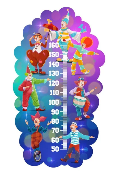 Wykres Wzrostu Dzieci Chapiteau Cyrkowych Klaunów Kreskówki Przedszkole Dzieci Wysokość — Wektor stockowy