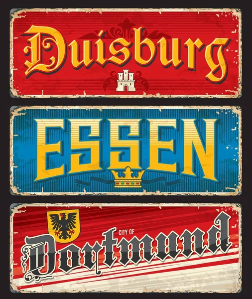 Dortmund Duisburg Essen Pegatinas Viaje Ciudad Alemana Placas Etiquetas Equipaje — Archivo Imágenes Vectoriales