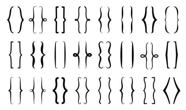 Haakjes Krullende Ronde Vierkante Elegante Lijsten Vector Gehaakte Randen Vintage — Stockvector