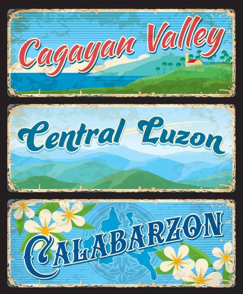 Środkowy Luzon Calabarzon Dolina Cagayan Prowincje Filipiny Wektorowe Tablice Podróży — Wektor stockowy