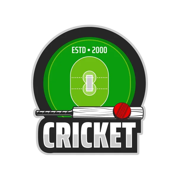Cricketfeld Symbol Spot Game Club Und Turnier Vektor Emblem Cricket — Stockvektor