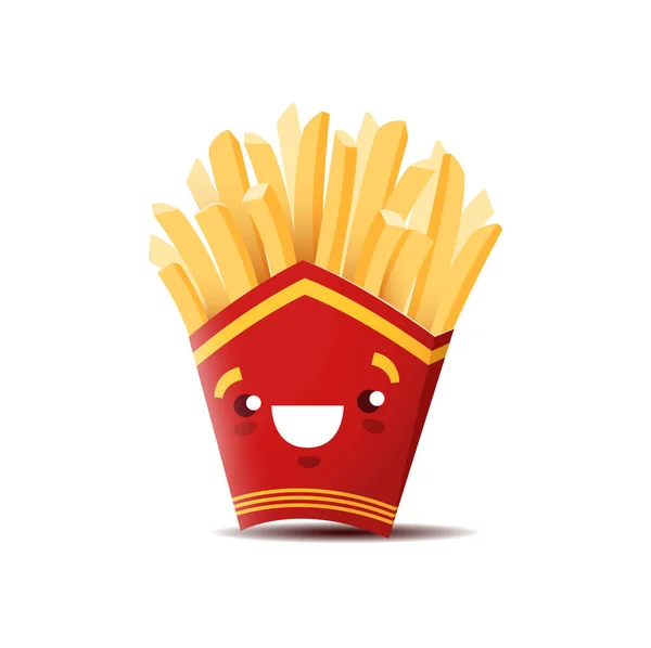 Cartoon French Fries Cartoon Character Vector Fast Food Potato Chops — Stock Vector