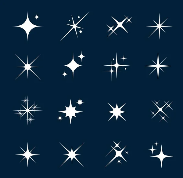 Brilha Cintilação Estrelas Explosões Estrelas Clarão Brilha Faíscas Ícones Vetoriais — Vetor de Stock