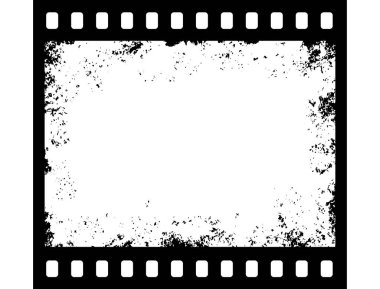 Eski grunge film şeridi ya da klasik film şeridi dokusu, vektör çerçeve arka planı. Eski fotoğraf negatif veya sinemanın grunge kenarlı film şeridi, retro fotoğraf çekimi