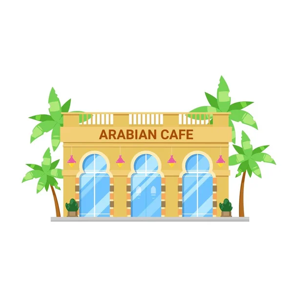 Kuchnia Arabska Restauracja Budynku Wektor Ikona Arabska Kawiarnia Bistro Lub — Wektor stockowy