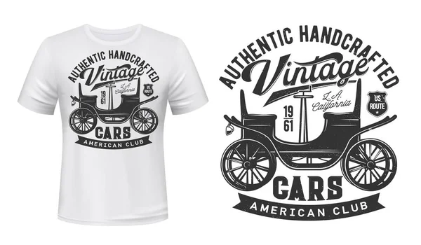 Vintage Vehicles Club Shirt Vector Print Antique Steam Powered Vehicle — Stock Vector