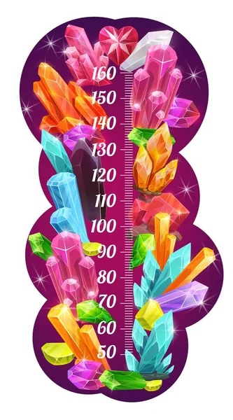 Kids Height Chart Meter Magic Crystals Gems Kids Height Measure — Stock Vector
