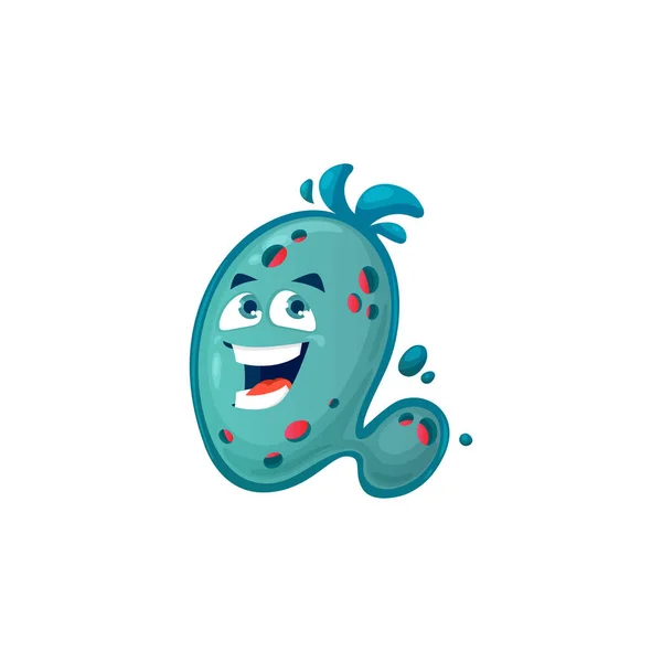 Cartoon Virus Cell Vector Icon Cute Germ Bacteria Character Funny — Stock Vector