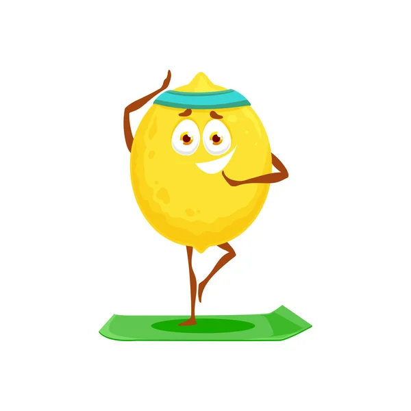 Yellow Citrus Smiling Lemon Fruit Isolated Cartoon Character Sport Trainings — Wektor stockowy