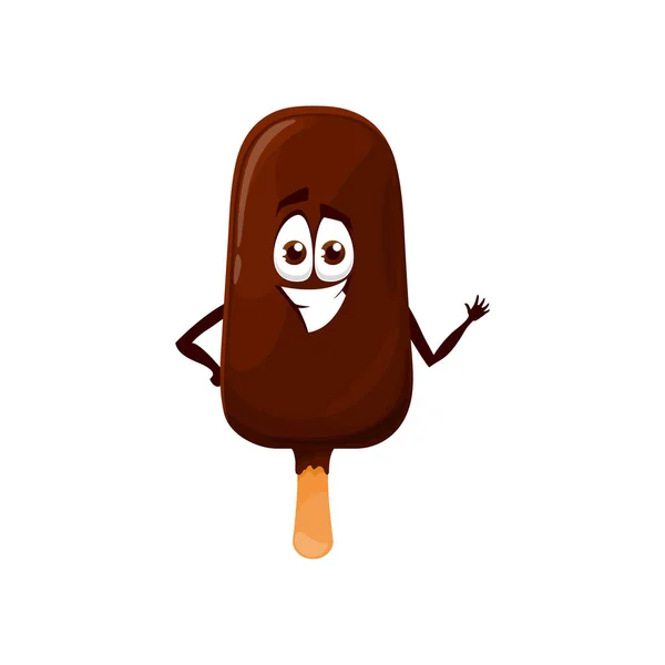 Happy Emoji Zoete Eskimo Chocolade Glazuur Ijs Geïsoleerde Grappige Cartoon — Stockvector