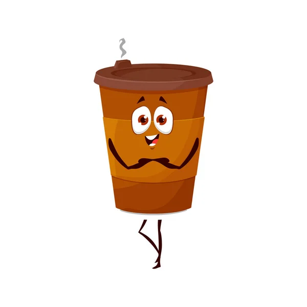 Cartoon Coffee Character Hot Drink Cup Menu Vector Personage Fast — Vettoriale Stock