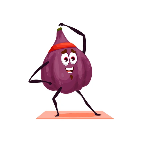 Common Fig Purple Tropical Fruit Sportive Band Doing Fitness Yoga —  Vetores de Stock