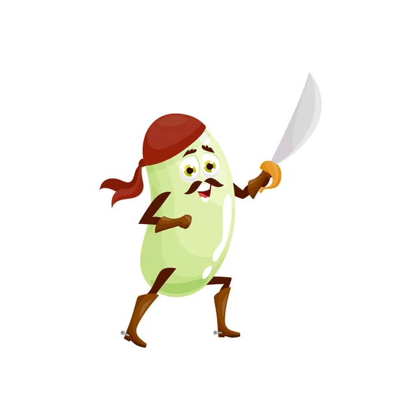 素食豆超级英雄卡通人物与剑分离健康蔬菜感情 营养种子感情斗争 有手有腿的病媒豆类豆类 喜剧超级英雄 — 图库矢量图片