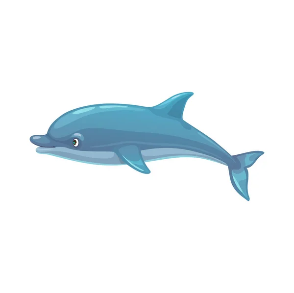 Cartoon Dolphin Sea Animal Isolated Vector Ocean Fish Blue Smooth — 图库矢量图片