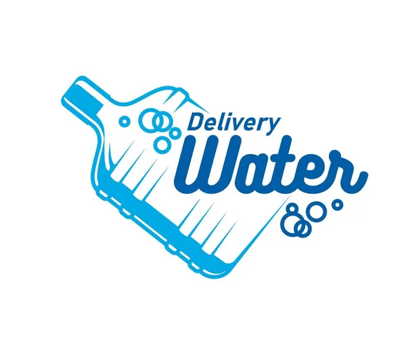 Water Delivery Icon Bottle Bubbles Vector Blue Plastic Gallon Water — Stock Vector