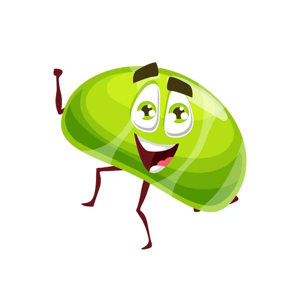 Cartoon Green Halloween Candy Vector Character Naughty Smiling Dragee Funny — Stok Vektör