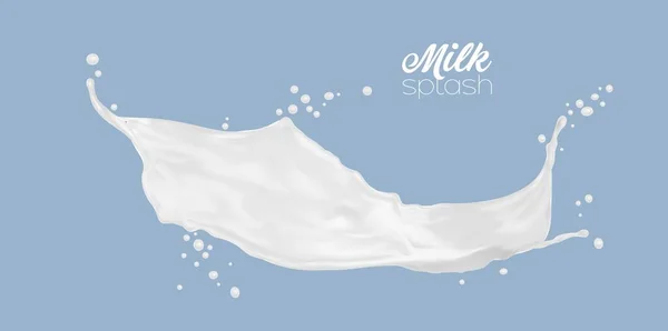 Realistic Yogurt Milk Cream Wave Splash Drops Vector Dairy Swirl — Stockový vektor