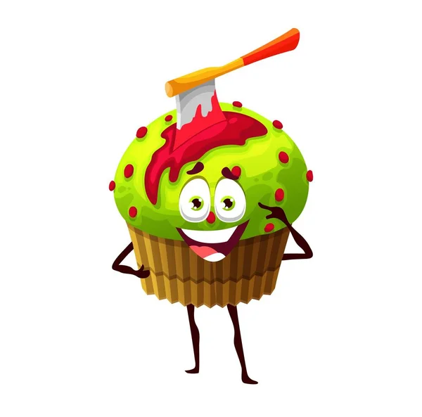 Halloween Cupcake Axe Juice Cartoon Vector Character Traditional Festive Bakery — Archivo Imágenes Vectoriales