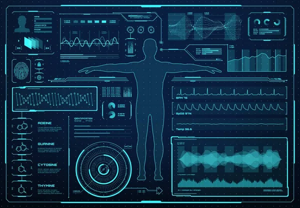 Hud Interface Health Care Medicine Graphs Charts Infographics Vector Futuristic — Wektor stockowy