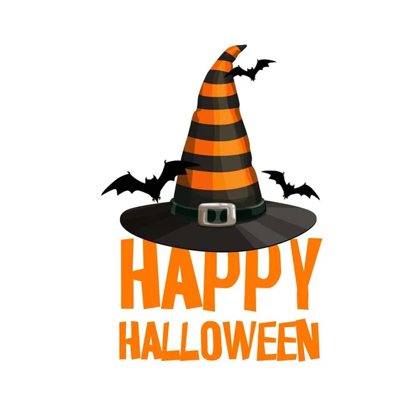 Cartoon Striped Witch Hat Halloween Vector Icon Orange Black Cone — Stock vektor