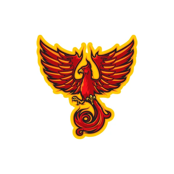 Phoenix Mascota Del Pájaro Para Equipo Deportivo Club Jugadores Emblema — Vector de stock