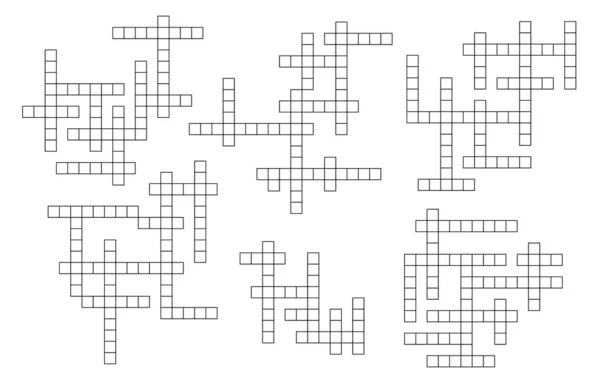 Crossword Puzzle Word Game Grids Set Educational Riddle Text Game — Image vectorielle