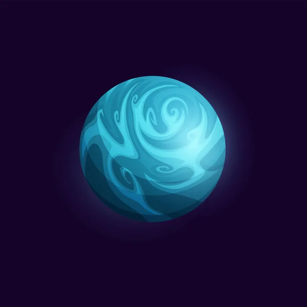 Space Planet Blue Oceans Icebergs Fantasy Galaxy Cartoon Game Vector — 스톡 벡터