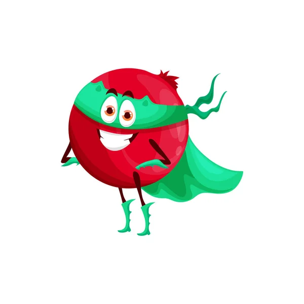 Cranberry Superhero Cape Cartoon Vector Funny Berry Cloak Mask Stand — Vetor de Stock
