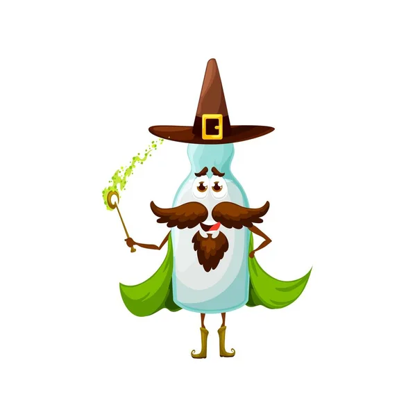 Cartoon Mexican Tequila Mage Character Isolated Vector Bottle Magician Personage — Stock vektor