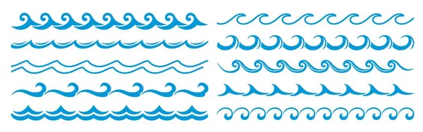 Sea Ocean Surf Wave Line Blue Water Wave Borders Frame — Stock Vector