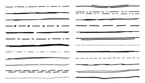 Underline Scribble Doodle Lines Brush Pencil Strokes Pen Marker Isolated — Vettoriale Stock