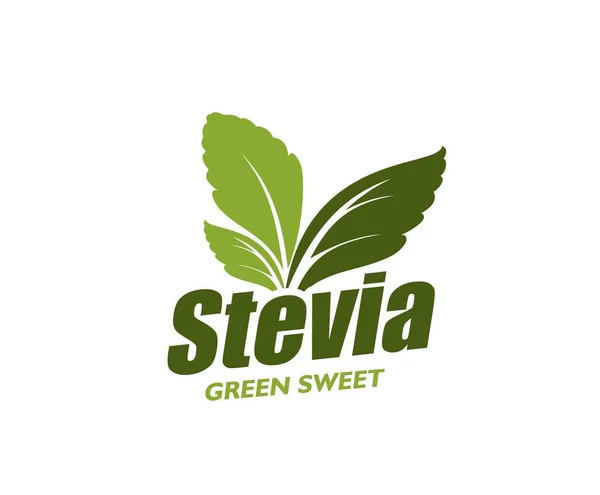 Sweet Stevia Leaves Icon Organic Sweetener Sugar Substitute Vector Healthy — Stock Vector