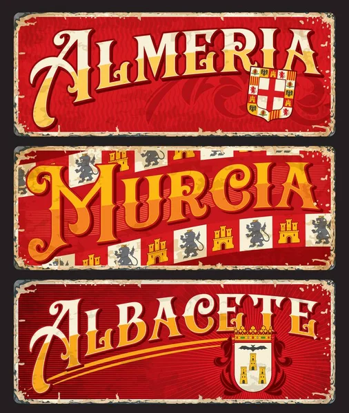 Almeria Murcia Albacete Spanyol Rendszámok Utazási Matricák Vektorpoggyász Címkék Spanyolország — Stock Vector