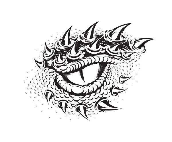 Tatuaje Ojo Dragón Dinosaurio Serpiente Cocodrilo Cabeza Bestia Vector Aislado — Vector de stock