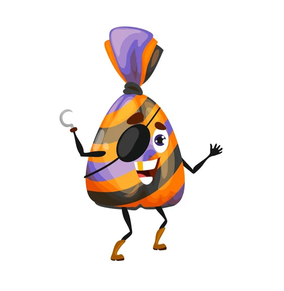 Cartoon Halloween Pirate Candy Character Vector Funny Buccaneer Truffle Eye — Διανυσματικό Αρχείο