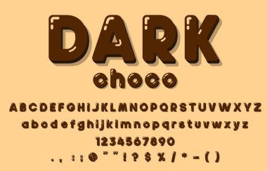 Chocolate font type, choco candy alphabet of liquid caramel vector text letters. Sweet milky dark chocolate font or typography typeface, cocoa milk and coffee drops of abc script in brown glossy melt