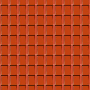 Turuncu kare çatı kiremit desensiz arka plan, vektör evi çatı dokusu. Kırmızı çatı kil döşeme malzemesi, seramik terasotta fayanslarının ev çatısı kapağı, mimari arkaplan
