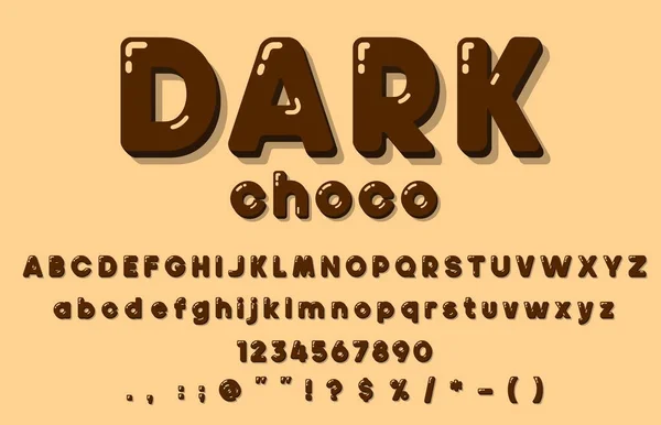 Chocolate Font Type Choco Candy Alphabet Liquid Caramel Vector Text — Stockvektor