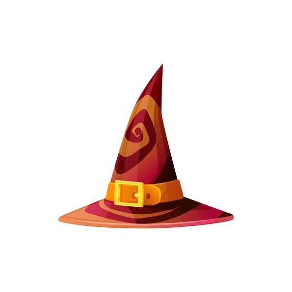 Wizard Warlock Headwear Magic Conic Head Fiery Print Buckley Isolated — Vector de stock