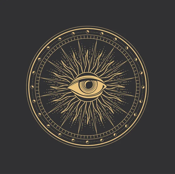 Esoteric Magic Symbol Occult Mystic Alchemy Astrology Vector Tarot Card — 图库矢量图片
