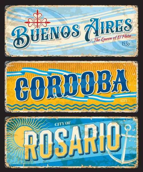 Buenos Aires Cordoba Rosario Argentine City Travel Stickers Plates Argentina — Stockvektor
