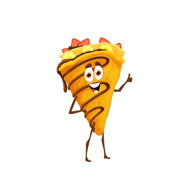 Cartoon Funny Crepes Dessert Character Vector Suzette Blini Pastry Banana — Image vectorielle