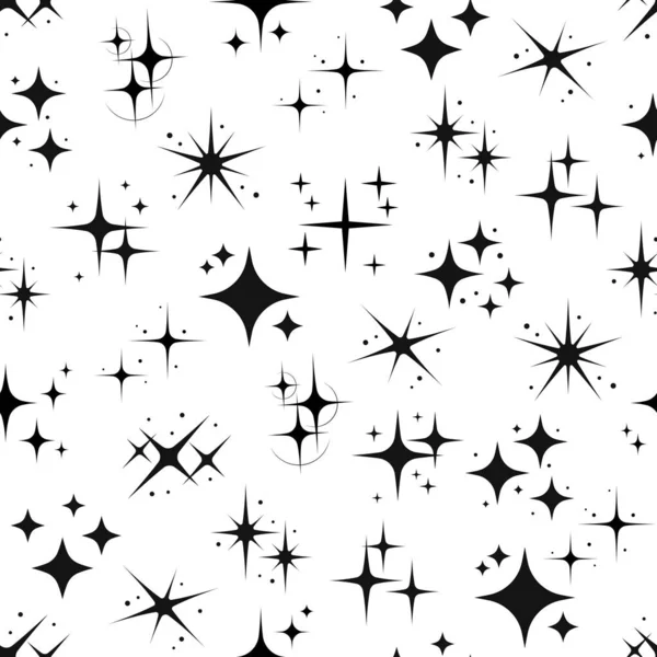 Star Sparkle Twinkle Seamless Pattern Background Vector Bursts Flashes Star — Stock Vector