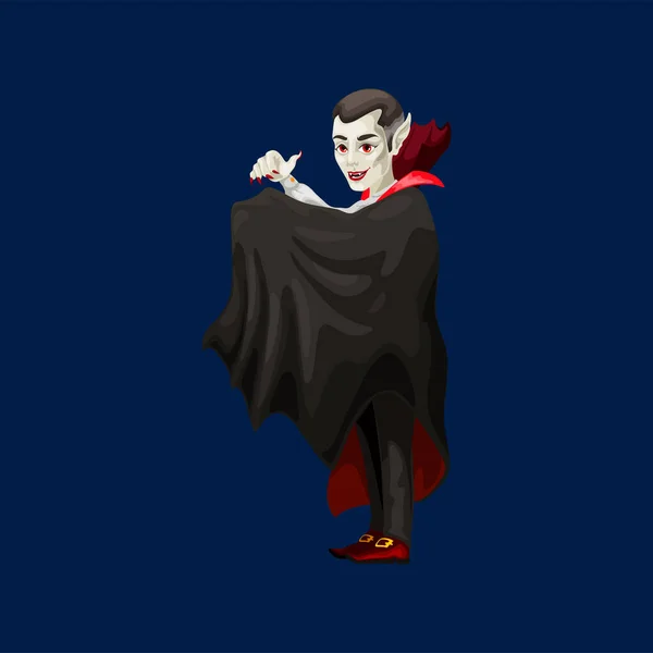Cartoon Vampire Spooky Halloween Character Dracula Personage Vector Creepy Mascot — Vector de stock