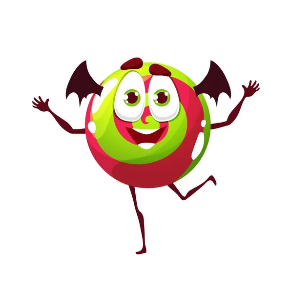 Pirulito Halloween Com Asas Morcego Desenhos Animados Personagem Vetor Dragee — Vetor de Stock