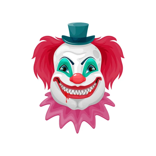 Horror Clown Isolated Cartoon Scary Circus Monster Face Vector Halloween — Stock vektor